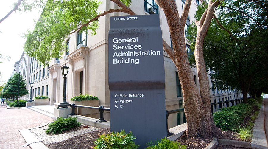 building exterior with sign that reads general services administration